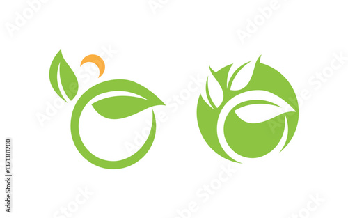 Nature leaf ecology vegan concept Logo illustration v.10