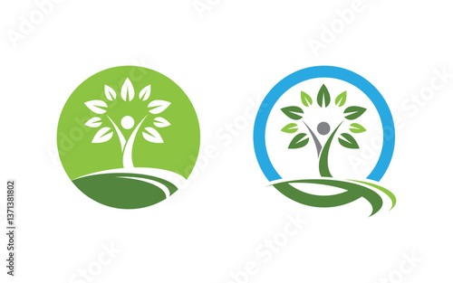 Nature leaf ecology vegan concept Logo illustration v.33