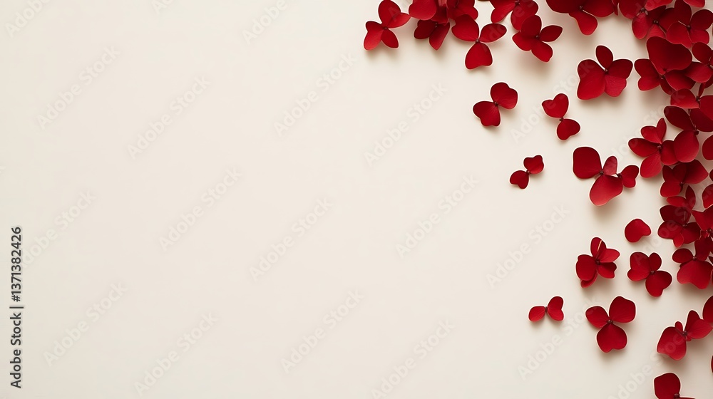 Red stylized floral elements on a light beige color background Red stylized floral elements on a light beige color background