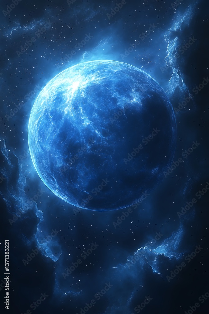 Obraz premium Blue Planet in Cosmic Clouds (1)