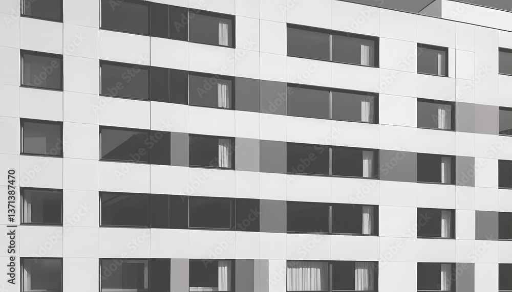 Abstract Building Facade with Colorful Windows Abstract Building Facade with Colorful Windows