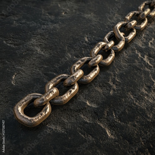 Realistic Metallic Chain on Textured Dark Surface for Background Use
