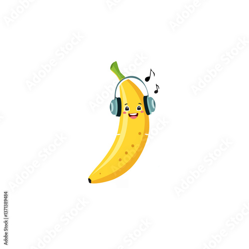 sticker banana vector designs in cool yellow color. Trendy cute smile patch.