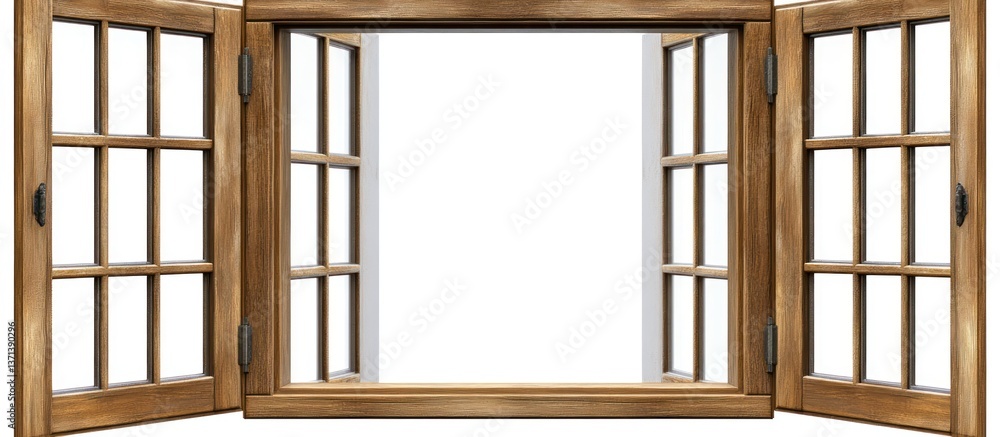 Open Wood Window with Dividers Open Wood Window with Dividers