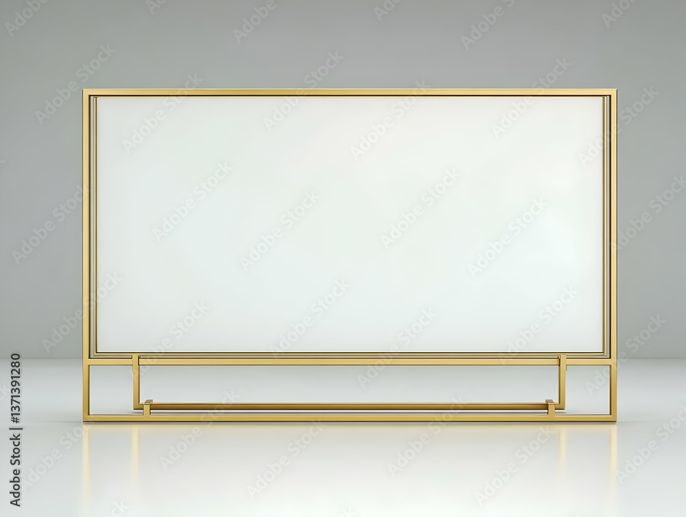 Minimal Gold Frame with White Display Surface in Modern Studio Shot Minimal Gold Frame with White Display Surface in Modern Studio Shot