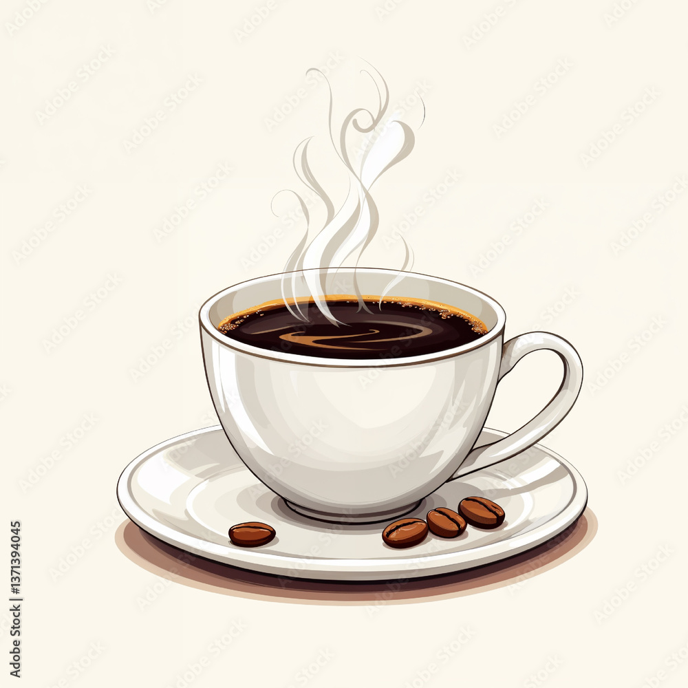Obraz premium A hot brown caffeine beverage in a mug, perhaps espresso or cappuccino