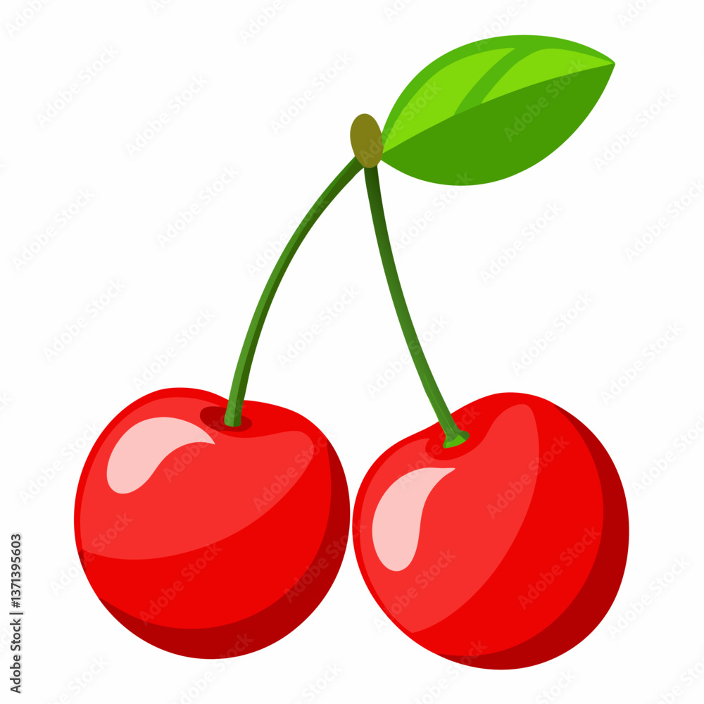 bright red cherries with attached stems bright red cherries with attached stems