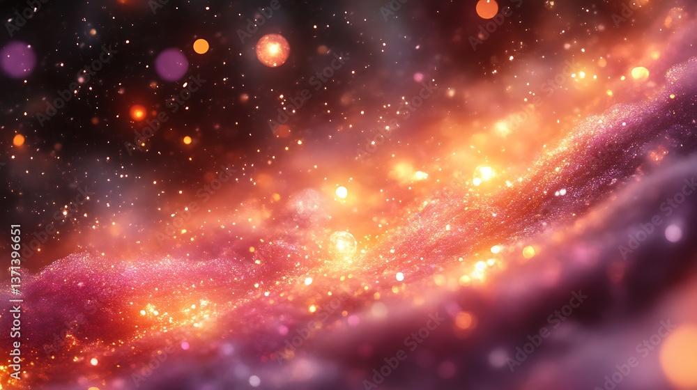 A beautiful starry space scene showing various glowing cosmic elements A beautiful starry space scene showing various glowing cosmic elements