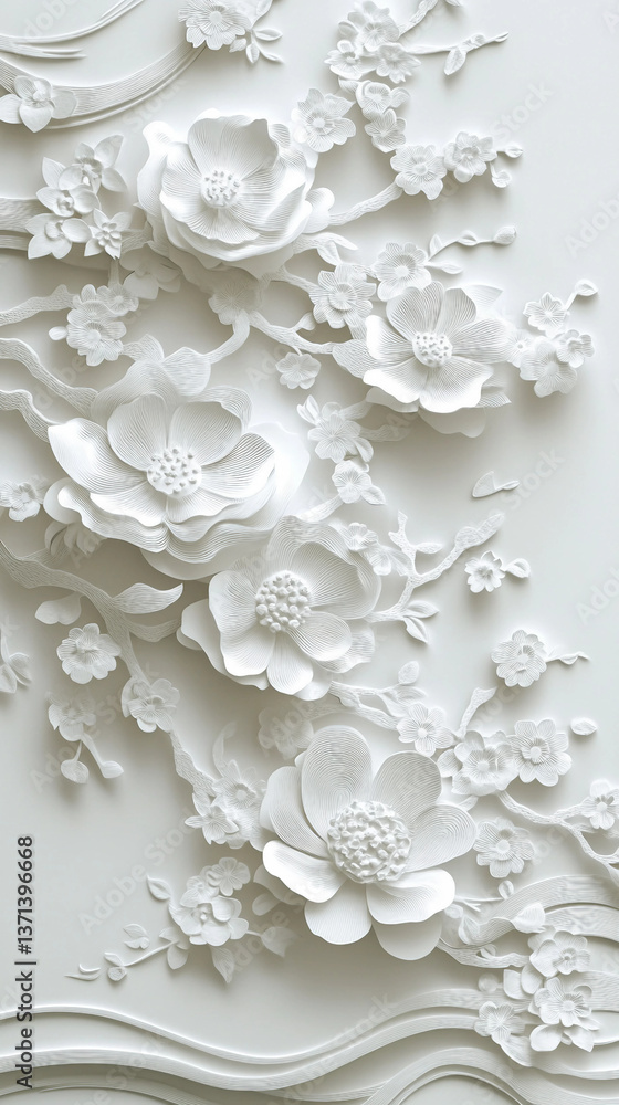 A white flower arrangement with a delicate and intricate design A white flower arrangement with a delicate and intricate design