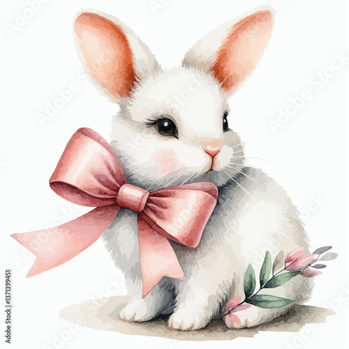 white rabbit with a gift