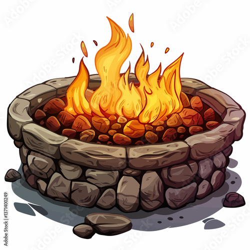 Fire pit isolated on white background 