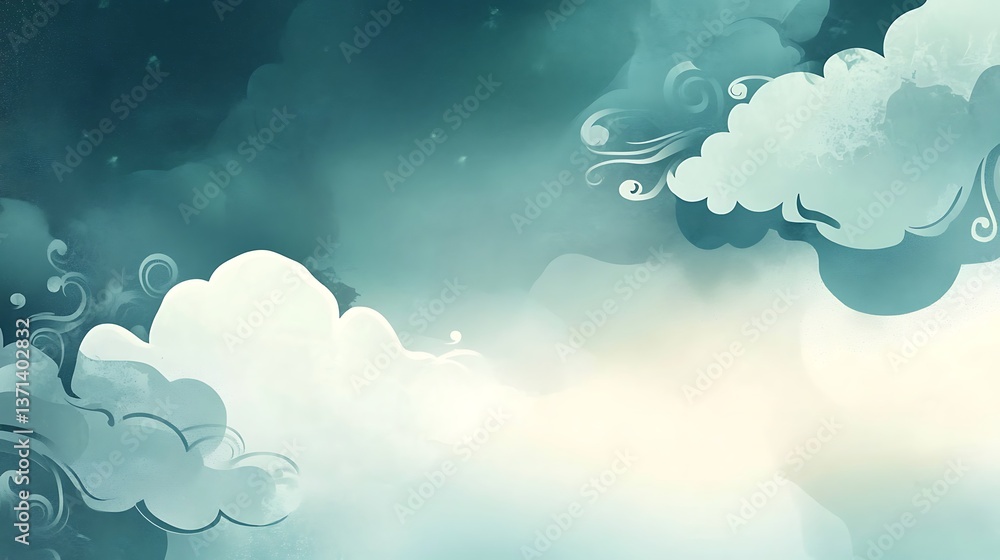 Abstract image featuring stylized clouds and soft gradients of color Abstract image featuring stylized clouds and soft gradients of color