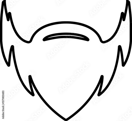 Beards Black silhouette icon in line. Symbol of man beard isolated on transparent background