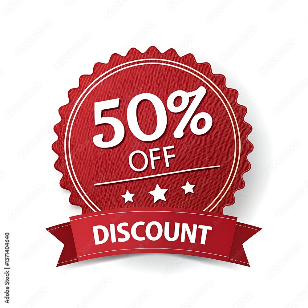 Obraz premium 50 off discount red badge sale offer amazing deal best price shop now big savings red ribbon