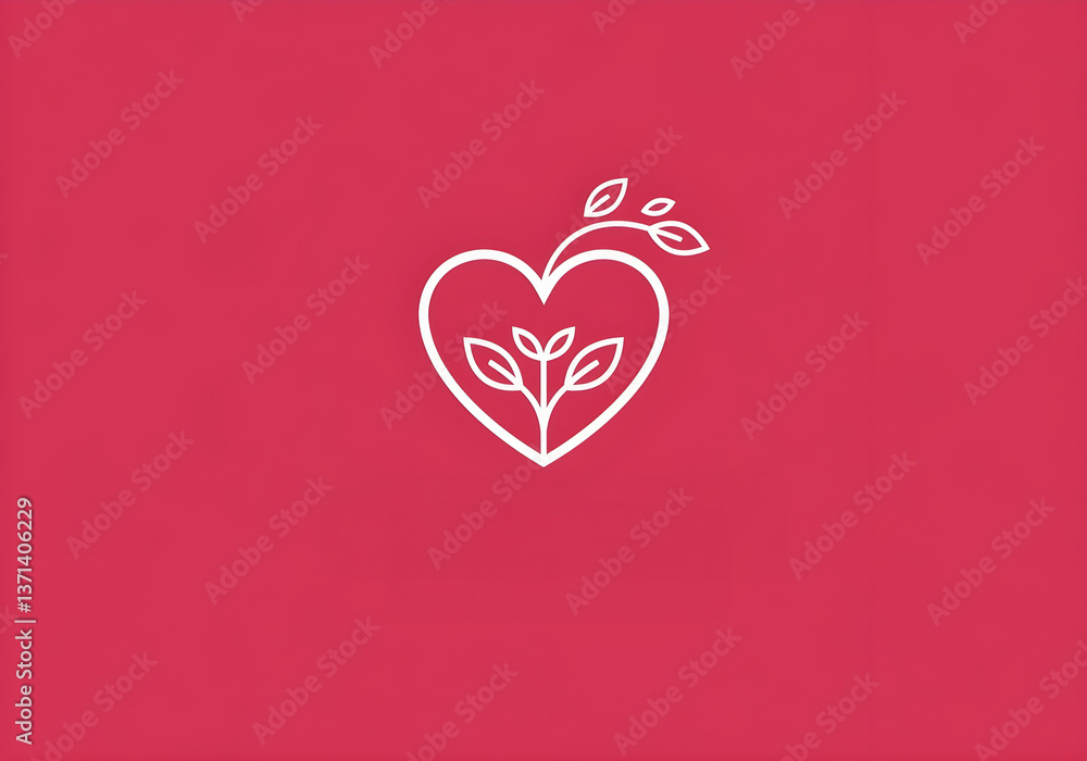 The heart designed with a circular logo and leaves symbolizes love, growth and harmony. The heart designed with a circular logo and leaves symbolizes love, growth and harmony.