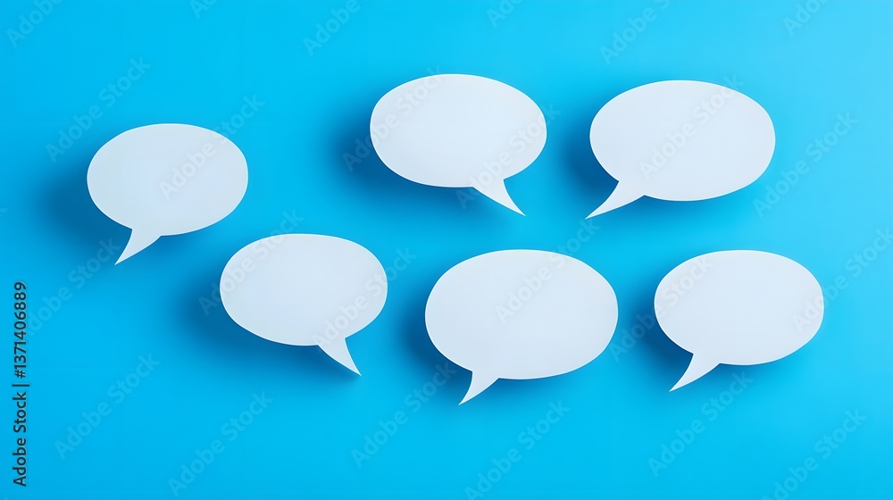 Versatile Empty Speech Bubbles on Blue Background for Creative Design Projects Versatile Empty Speech Bubbles on Blue Background for Creative Design Projects