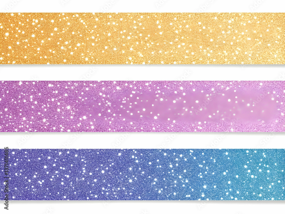 Sparkling Glitter Banners In Gold Purple And Blue Abstract Background Sparkling Glitter Banners In Gold Purple And Blue Abstract Background