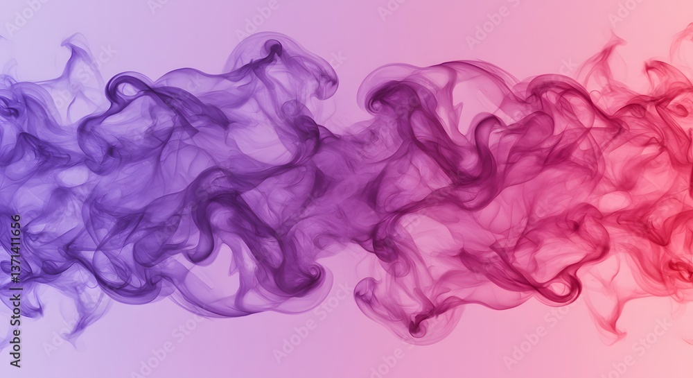 Abstract smoke cloud with purple and pink hues creating a symmetrical design on light background Abstract smoke cloud with purple and pink hues creating a symmetrical design on light background