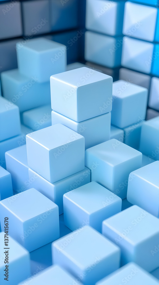 3D Rendered Blue Cubes Geometric Background Illustration Abstract Design 3D Rendered Blue Cubes Geometric Background Illustration Abstract Design