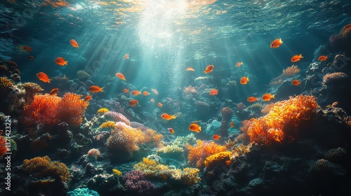 A vibrant and colorful underwater scene 