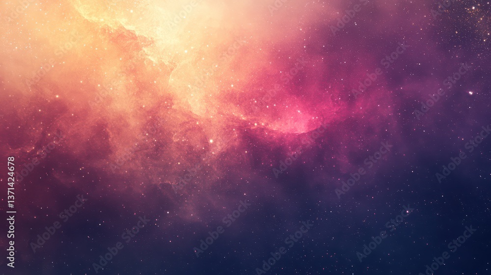 Naklejka premium Cosmic Nebula, vibrant colors, interstellar dust, background stars, space art