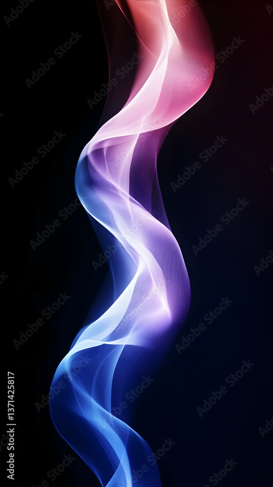 Naklejka premium Digital Abstract Illustration Of Colorful Swirling Wave Shapes On Dark Background