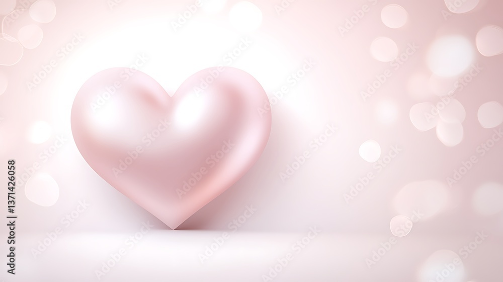 A soft pink heart sits against a light colored background A soft pink heart sits against a light colored background
