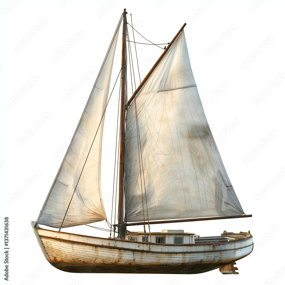 Obraz premium Explore Nautical Adventure on a Vintage Sailboat at Sunset: Sea Travel and Marine Life Serenity