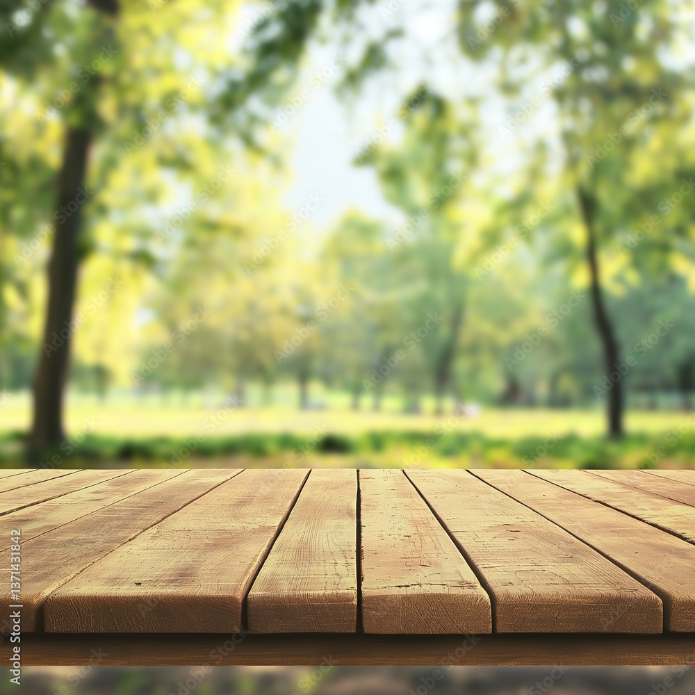 Fototapeta premium empty wooden table on summer background, Isolated on white Background.