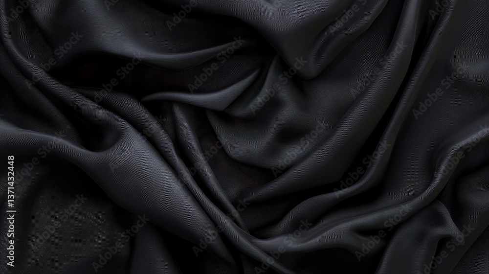 Smooth black fabric background with elegant subtle folds creating a luxurious and graceful design. Smooth black fabric background with elegant subtle folds creating a luxurious and graceful design.