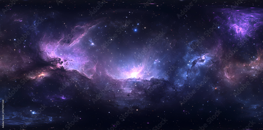 Fototapeta premium Cosmic Symphony: An awe-inspiring panorama of the galaxy unfolds, showcasing vibrant nebulae, star clusters, and celestial phenomena, inspiring wonder and imagination.