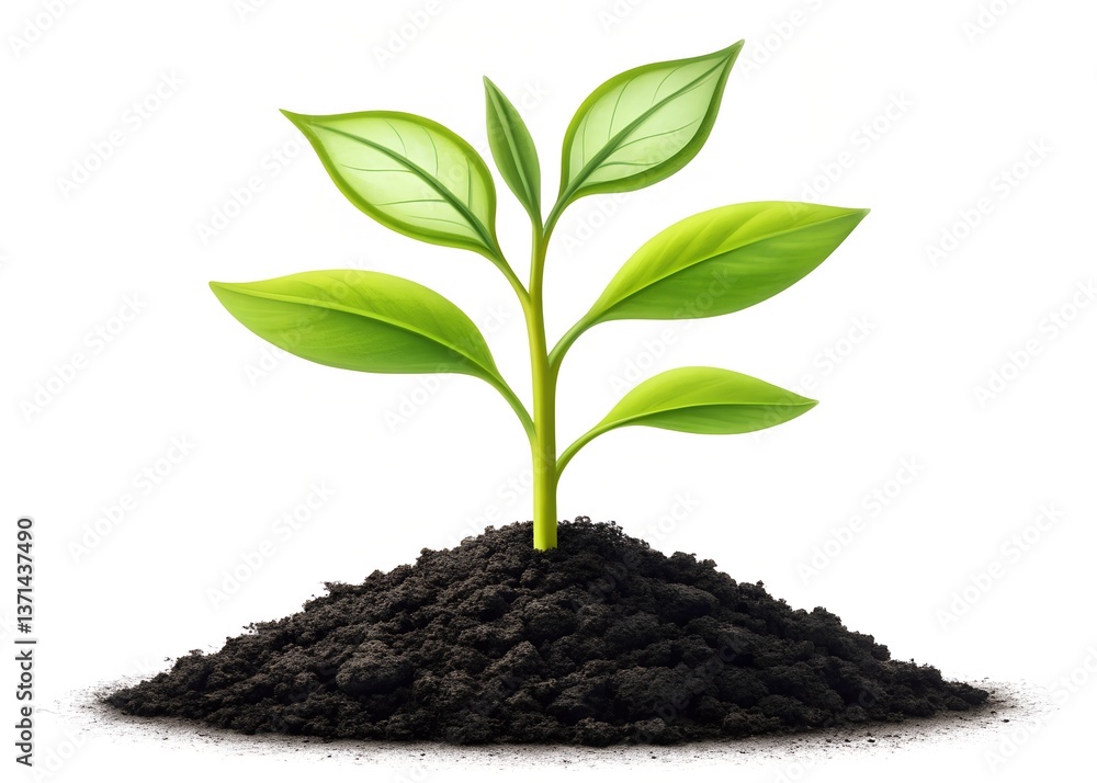 Young Green Seedling Growing from Soil – Fresh Sprout Isolated on a White Background Young Green Seedling Growing from Soil – Fresh Sprout Isolated on a White Background