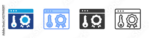 License icon set multiple style collection