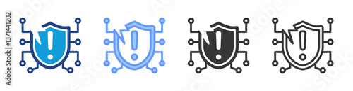 Vulnerability icon set multiple style collection