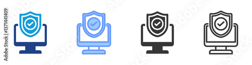 Computer Security icon set multiple style collection