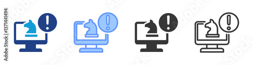 Trojan Virus icon set multiple style collection
