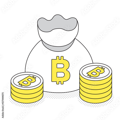 ビットコインのイラスト（袋とコイン）