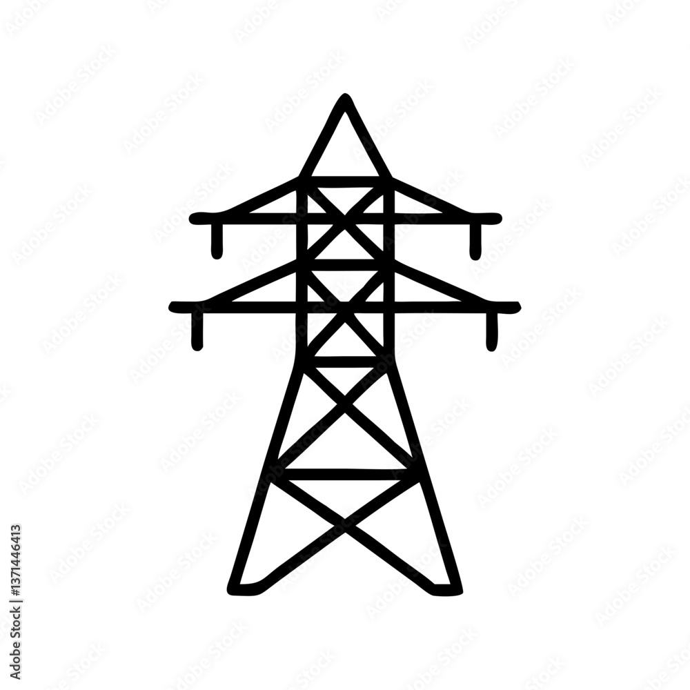 Power line tower icon illustration in minimalist style Power line tower icon illustration in minimalist style