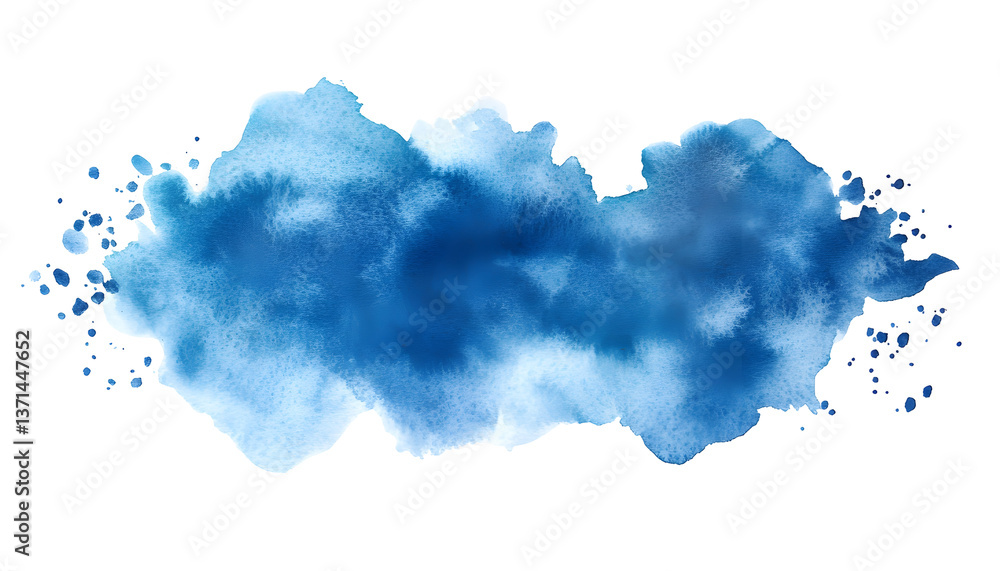 Blue and white watercolor flow blot , clipping path - Blue and white watercolor flow blot , clipping path -
