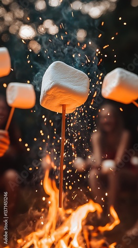 Wallpaper Mural Marshmallows roasting campfire outdoors Torontodigital.ca