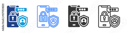 Mobile Authentication icon set multiple style collection