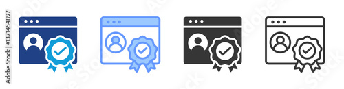 Digital Certificate icon set multiple style collection