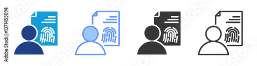 Biometric Data icon set multiple style collection
