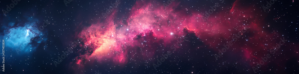 Fototapeta premium Cosmic Symphony: Dive into the ethereal beauty of space, where vibrant nebulas dance amongst a canvas of stars. A symphony of colors ignites the imagination.