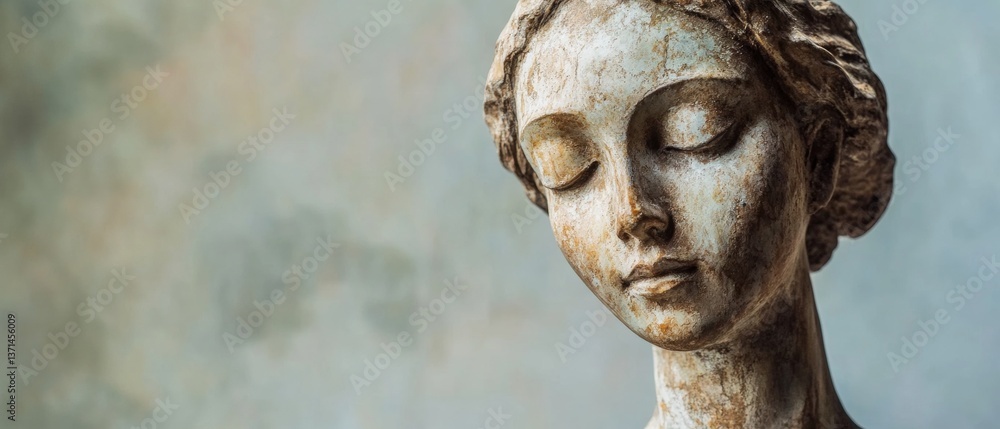 Fototapeta premium Statue of a Female Figure with Eyes Closed 