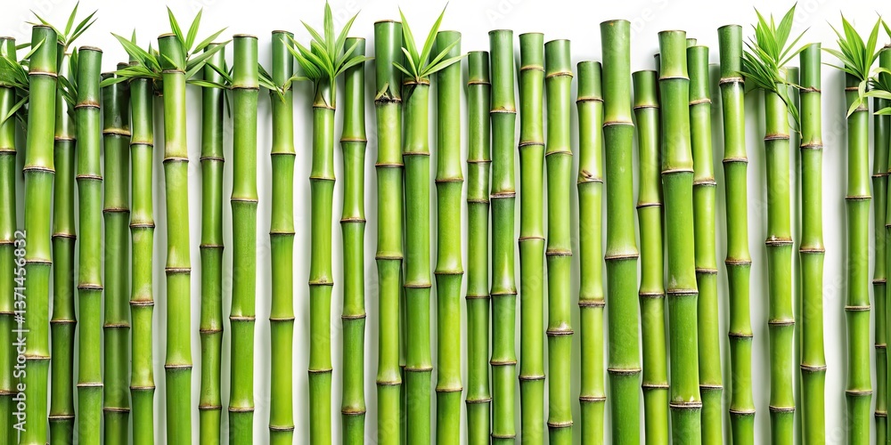 Fototapeta premium Long Exposure Bamboo Photography: Growth, Flexibility, White Background