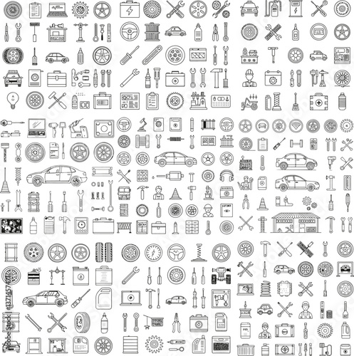  Car Service & Garage Icons Set – Repair, Maintenance, Mechanic Vector Illustration