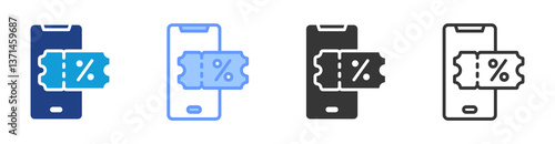 Mobile Ticket icon set multiple style collection