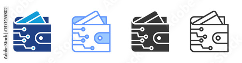 Digital Wallet icon set multiple style collection