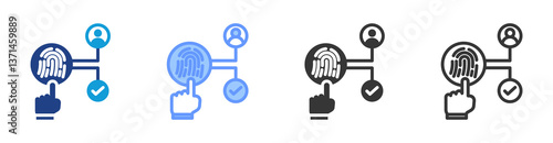 Biometric Authentication icon set multiple style collection